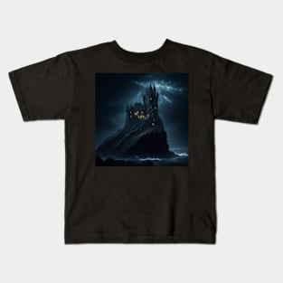 Dark and stormy night- horror castle Kids T-Shirt